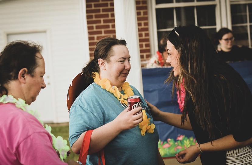 Erin speaking with Trunk or Treat visitors